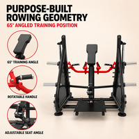 Machine à ramer avec support pectoral et poignées rotatives - Chargement par plaques pour entraînement dorsal en salle de sport commerciale