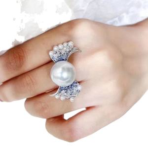 Bague en perle naturelle haut de gamme, version coréenne de luxe, avec boîte cadeau en argent pur, 10-11 mm, anti-explosion, beauté - Product Image 5