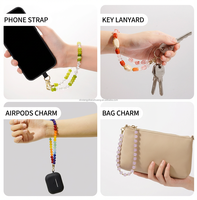 Lanière de téléphone courte avec perles d'agate rouge corail naturel et de jade, sangle porte-clés en perles pour sacs à main et téléphones portables