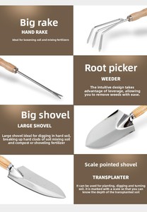 Outils de jardinage <span class=keywords><strong>japonais</strong></span> <span class=keywords><strong>en</strong></span> acier inoxydable avec manche <span class=keywords><strong>en</strong></span> saule <span class=keywords><strong>pour</strong></span> la plantation de légumes et le désherbage extérieur, usage domestique - Product Image 6