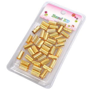 BELLEWORLD <span class=keywords><strong>Tube</strong></span> Perles Anneaux en argent doré pour tresses Bijoux Anneau Dreadlock Perles Réglables Tresse Poignets Perles de cheveux - Product Image 6