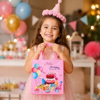 Sacs cadeaux non tissés à motif de dessin animé Joyeux Anniversaire, sacs fourre-tout pour fêtes d'enfants, pour emballage de gâteaux, ballons et bonbons, réutilisables, vente en gros