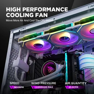 พัดลมระบายความร้อน Cpu ประสิทธิภาพสูง12โวลต์120มิลลิเมตร LED RGB ฮีทซิงค์คูลเลอร์พีซีพัดลม