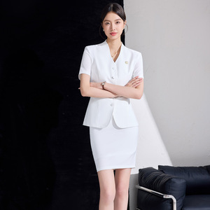 Women's Short Sleeve Suit Set Summer Formal Work Uniform Anti-Wrinkle Polyester Blend - Product Image 1