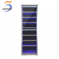 Refroidisseur de vin de réfrigérateur à compresseur double zone à bande lumineuse LED de 180 bouteilles commerciales en vente en gros