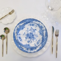 Service de Table Luxe Léger Collection Papillons Jardin pour Mariage en Porcelaine Fine