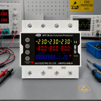 Protecteur triphasé à réinitialisation automatique JIUJI 80A, montage sur rail DIN, AC80-300V, moniteur d'énergie LCD, RS485, protection contre la surchauffe et l'inéquilibre