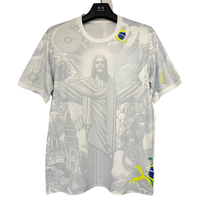 Maillot de football brésilien édition spéciale en gros, personnalisable avec noms et numéros d'équipe/joueur, été, 100 % polyester, séchage rapide, extensible