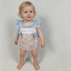 Stock MAMAS MINI Colorful Floral Print Baby Girls Romper Organic Cotton Wholesale Fashion Boutique Infant Factory Price <b>Toddlers</b> - Product Image 3