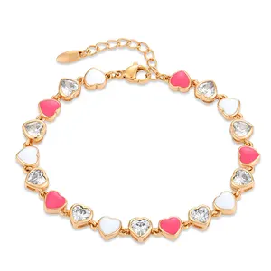 Nuovo Trending gioielli raffinati 18 k placcato oro rosa bracciale amicizia bianco zircone braccialetto da donna