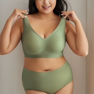 5XL siêu mỏng keo thạch đầy đủ bảo hiểm bán cố định áo ngực lớn cup liền mạch Push-up đàn hồi dây đeo thoải mái của phụ nữ đồ lót - Product Image 3