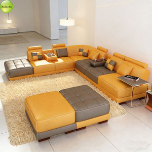 Factory Custom L-Shape <strong>Corner</strong> Living Room <strong>Sofa</strong> <strong>Set</strong> 6 7 Seat Leather <strong>Cover</strong> Sectional Modular Couch For Apartment Villa Hotel 5004 - Product Image 3