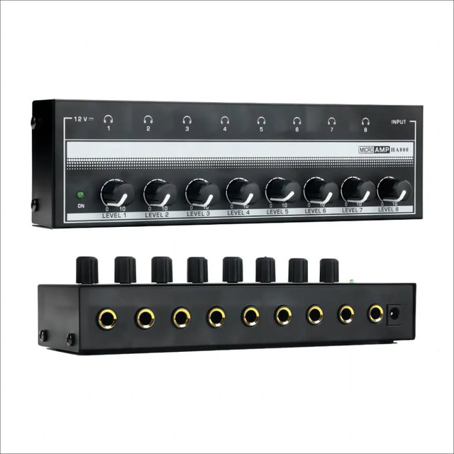 Gooermi HA800 Professional Ultralow Compact 8 Channel Stereo Headphone Amplifier With Power Interface