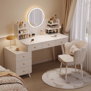Modern Bedroom Dressing Table with Integrated Bucket Cabinet Makeup <strong>Mirror</strong> for Small Apartment <strong>Bedside</strong> or Living Room Use - Product Image 1