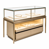 Vitrine de présentation de bijoux en verre de luxe sur mesure avec éclairage LED et tiroirs, comptoir pour bijouterie