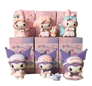 Botu Sanrioed kotak buta Kuromi Melody Cinnamoroll boneka lucu kotak kejutan pompompurkiki Kawaii Mini figur anak laki-laki anak perempuan hadiah mainan