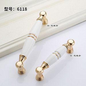 Lcedis Ceramic Cabinet Handles Rose Gold Bar Shape European Style Furniture Hardware Drawer Door Pulls - Product Image 3