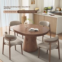 Table à manger en bois massif de style français, extensible et pliable, pour salon, table variable pour petit appartement