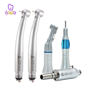 Besto Dental Kit de pieza de mano de alta y baja velocidad Botón pulsador Motor de aire de contraángulo Juego de pieza de mano de alta velocidad 4 agujeros - Product Image 1