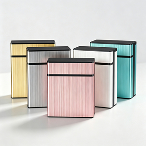 Étui à cigarettes classique de luxe en métal brossé avec logo personnalisé gravé au laser, coque rigide portable - Product Image 1