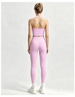 3pcs Set Baju Olahraga Wanita: Bra Halter Scallop, Legging, dan Kaos Pendek Solid Bernapas dengan Logo Depan, Cocok untuk Gym, Pilates, Olahraga, Yoga, dan Aktivitas Lainnya