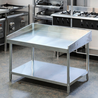 Meja Kerja Dapur Komersial OEM Baja Tahan Karat dengan Finishing Poles dan Roda 300kg/ ㎡   Kapasitas Beban untuk Penggunaan Restoran Hotel