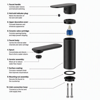 Mitigeur de lavabo électrique thermostatique moderne en laiton chromé à poignée unique et à trou unique avec cartouche en acier inoxydable