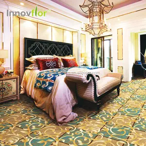 Custom Floor Hotel Living Guestroom Carpet Soft European Style Axminster Wool Dark Green Rug Carpet for Guestroom