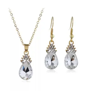 Модное ожерелье с кулоном в виде месяца для женщин комплект ювелирных изделий с украшением в виде кристаллов алмаза драгоценный камень ожерелье серьги ювелирные изделия ювелирные серьги для женщин