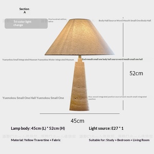 Lámpara de Mesa de Travertino Amarillo Natural Estilo Wabi-Sabi, Estilo Americano Vintage Retro para Sala de Estar, Dormitorio, Hotel, Casa de Huéspedes - Product Image 4