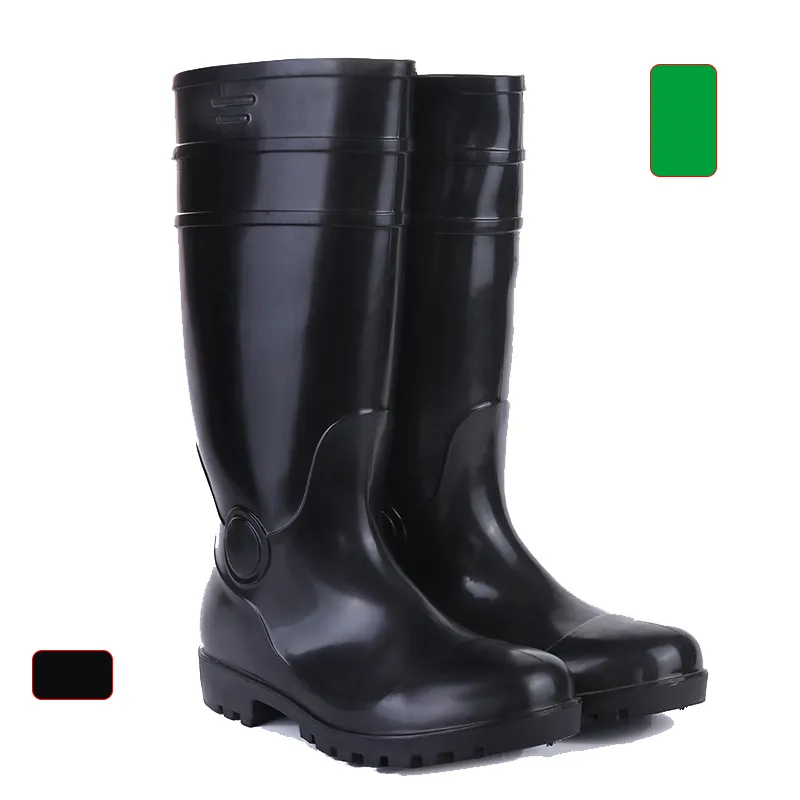 Flat Pvc Safety Long Boots With Steel Toe And Sole Working Safety PVC Rain Boots