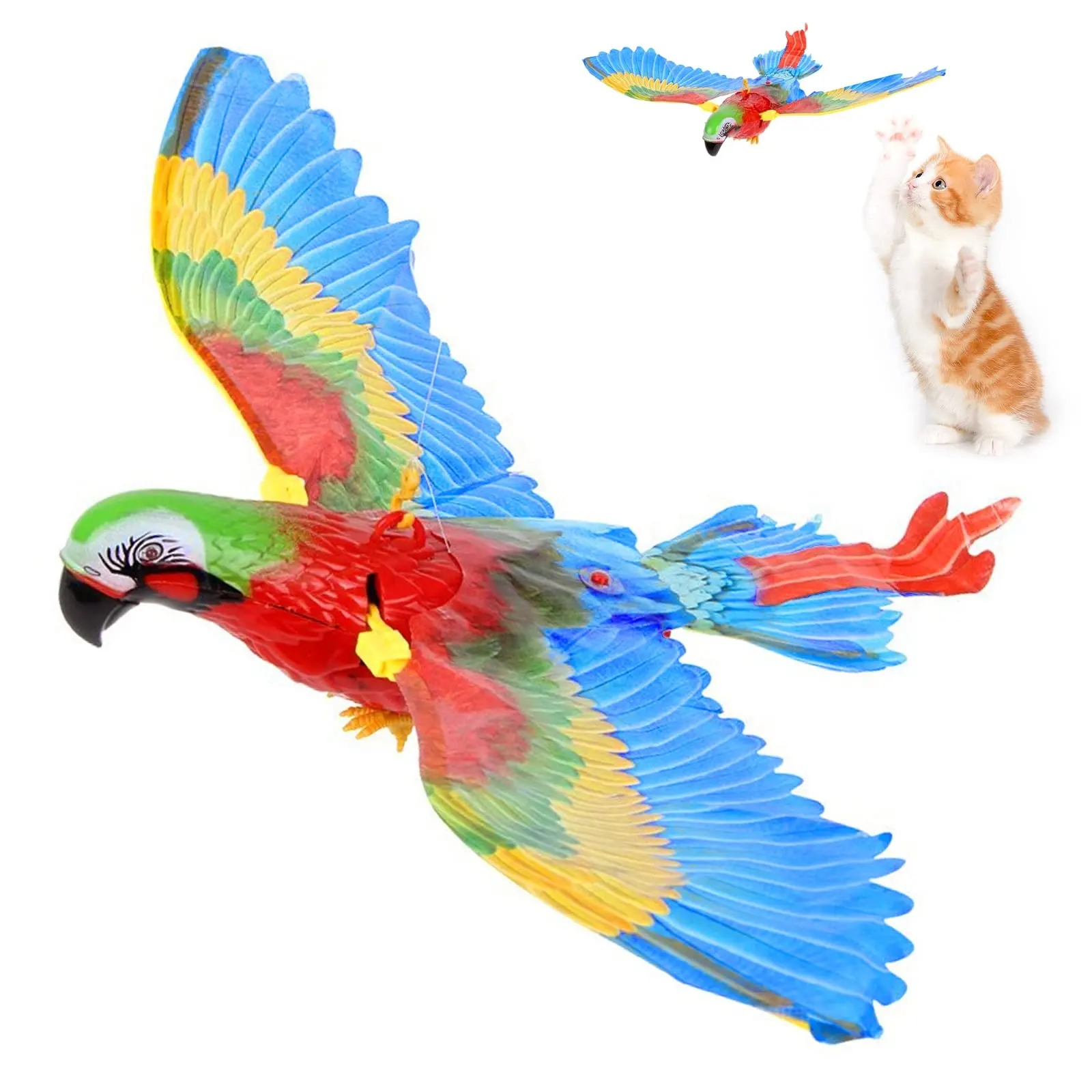 Schlussverkauf fliegender Vogel Katzenspielzeug interaktives Katzenspielzeug automatisches elektrisch hängendes elektrisches Adler-Pappaginnen-Spielzeug für Katzen Kätzchen