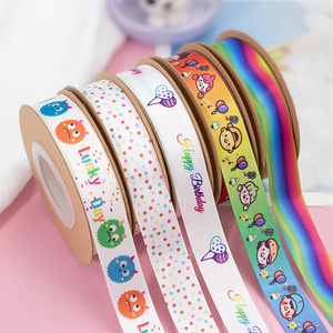 Bán buôn tùy chỉnh 1 inch mô hình phim hoạt hình thăng hoa truyền nhiệt in ấn satin Grosgrain băng cho Đảng trang trí đám cưới - Product Image 1