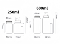 Bouteille en Plastique PEHD en Stock pour Lessive 250 ml 600 ml 1000 ml, avec Bouchon Doseur pour Lessive et Assouplissant Textile