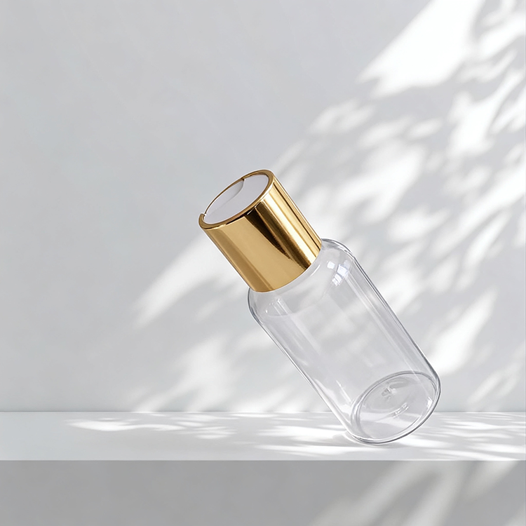 Transparent bottle+Gold and white cap