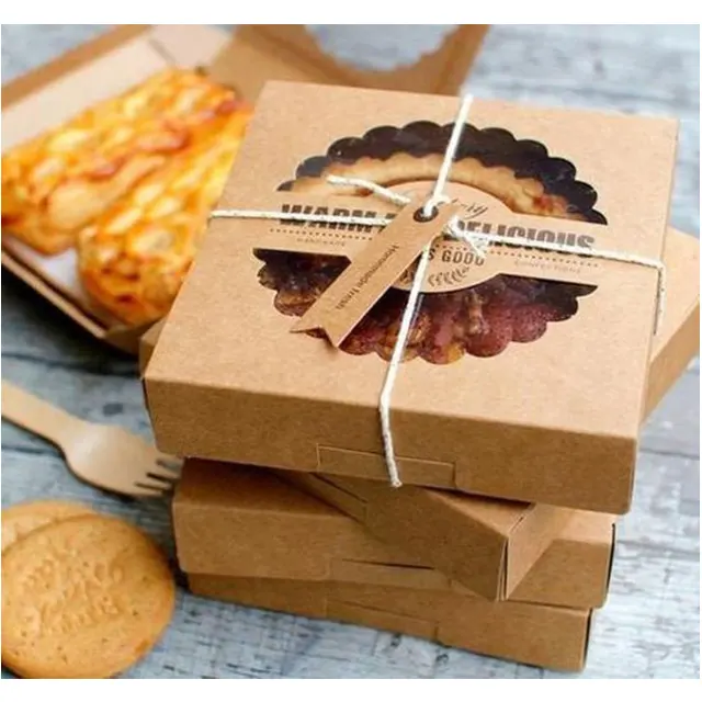 100pcs design personalizzato pacchetto di carta kraft di carta torta scatole