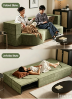 Canapé-lit modulaire en tissu compressé avec design pliable à double usage pour salon ou chambre à coucher, 2-3 places, style tatami relaxant