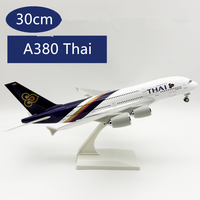 Modèles d'avions en métal moulé sous pression en gros, 30 cm, en résine, modèles d'avions A380 de la compagnie aérienne thaïlandaise à vendre