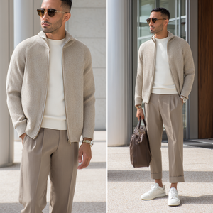 Suéter Cárdigan Minimalista con Cuello en V para <span class=keywords><strong>Hombre</strong></span>, Mezcla de Algodón/Lana, Botones Cubiertos, Transpirable, Antibolitas, Servicio OEM - Product Image 2