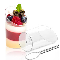 Tasse à dessert en plastique PS transparent de 3oz, forme inclinée, pouding mousse et yaourt