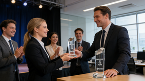 Elegante Trofeo in Acrilico |   Incisione personalizzata con stampa UV |   Premio Eco-Friendly per il Personale e gli Ottimi Risultati dell'Ufficio Annuali - Product Image 3