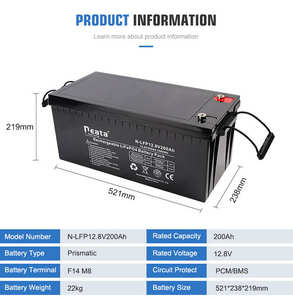 가정용 RV 해양 스쿠터 태양열 저장 응용 프로그램을 위한 200Ah PLUS 리튬 철 인산염 (<span class=keywords><strong>LiFePO4</strong></span>) 배터리 최대 2560W 전원 출력 - Product Image 2