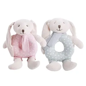 Baby Lernspiel zeug Baby Rassel Kaninchen Leinen Stoff Hase Hand glocke