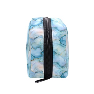 Portable Small Travel Toiletry Pouch Make up Bag Custom Logo Blue Marble Cosmetic Bag Custom Travel <b>Case</b> <b>Makeup</b> Bag - Product Image 4