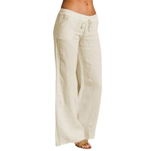 Nuovi <span class=keywords><strong>pantaloni</strong></span> europei americani a <span class=keywords><strong>vita</strong></span> alta <span class=keywords><strong>in</strong></span> cotone traspirante da <span class=keywords><strong>donna</strong></span> Casual larghi a zampa larga elasticizzati <span class=keywords><strong>in</strong></span> <span class=keywords><strong>vita</strong></span> - Product Image 5