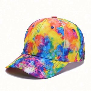 Summer Hip-hop Denim Baseball Cap with 3D Embroidery and Metal Buckle Closure <b>Tie</b>-Dyed Pattern for Unisex Outdoor Use - Product Image 3