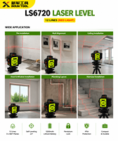 Instrument laser industriel Huake haute précision 12 lignes à lumière verte, auto-nivelant 3 mm, diamètre de la sonde 1 mm pour le nivellement mural