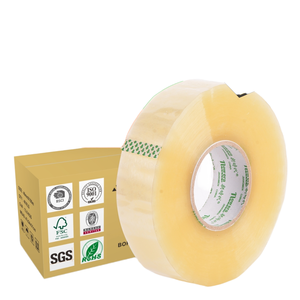 Cinta de Embalaje para Sellado de Cajas de Cartón, Ecológica, de Grado Alimenticio, Acrílica BOPP, con Respaldo de Papel de una Sola Cara, Transparente/Marrón - Product Image 1