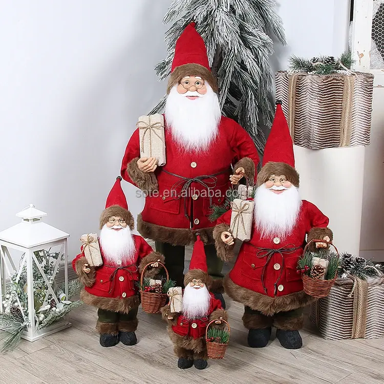 Boneco de Papai Noel em pé com enfeites de Papai Noel vermelho, boneco de Papai Noel SOTE 30CM 45CM 60CM 90CM 120CM