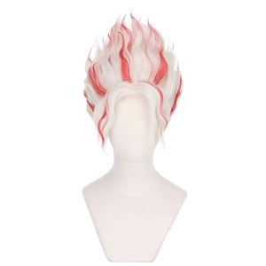 Pelucas de Cosplay Ainizi al por Mayor de 32 cm, Cortas, Blancas con Rojo Mezclado, Estilo Okarun de Dan Da Dan para <span class=keywords><strong>Hombre</strong></span> - Product Image 2